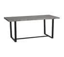 Table à Manger Design Industriel 8 Personnes Piètement Acier Noir Aspect Bois Gris