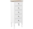 Chiffonnier 5 Tiroirs Design Néo-rétro Mdf Bois Blanc