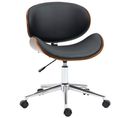 Chaise De Bureau Manager Design Vintage Bois Acier Pu Noir