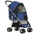 Poussette Buggy Pliable Pour Chien Rangement Laisses Coussin Inclus Bleu