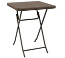 Table De Jardin Pliante Dim. 60l X 60l X 71h Cm Acier Aspect Rotin Tressé Marron