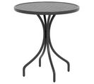 Table De Jardin Ronde Ø 66 Cm Acier Plateau à Lattes Noir