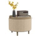 Pouf Repose-pied Tabouret Avec Coffre De Rangement Beige