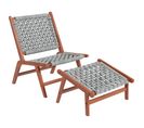 Fauteuil Relax De Jardin Avec Repose-pied Bois D'acacia Résine Tressée Grise