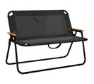 Banc 2 Places Pliable De Camping Noir Aspect Bois