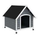 Niche Chien Design Chalet Sur Pied Plastique Noir Bois Blanc Gris