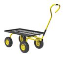 Chariot De Transport Jardin Charrette 4 Roues Acier Noir Jaune