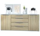 Buffet Blanc Et  Aspect Chêne Brut Hxp) : 166,5 X 72,5 X 35 Cm