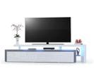 Meuble TV   Blanc Brillant Et Bordure Grise  + LED Rgb (lxhxp): 227 X 52 X 35  Cm