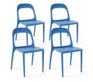 Lot De 4 Chaises En Plastique Bleu