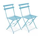 Lot De 2 Chaises Pliantes En Acier Bleues