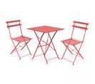 Table De Jardin Et 2 Chaises Acier Rouge