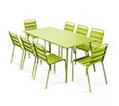 Palavas - Ensemble Table De Jardin Et 8 Chaises En Métal Vert