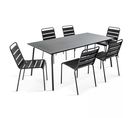 Palavas - Ensemble Table De Jardin Et 6 Chaises En Métal Anthracite