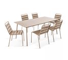 Palavas - Ensemble Table De Jardin Et 6 Chaises En Métal Taupe