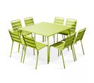 Palavas - Ensemble Table De Jardin Et 8 Chaises En Métal Vert