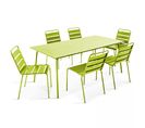 Palavas - Ensemble Table De Jardin Et 6 Chaises En Métal Vert