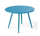 Palavas - Table Basse De Jardin Ronde En Métal Bleu Pacific 40 Cm