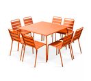 Palavas - Ensemble Table De Jardin Et 8 Chaises En Métal Orange