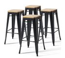 Lot De 4 Tabourets De Bar En Acier Noir Mat