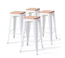 Lot De 4 Tabourets De Bar En Acier Blanc