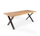 Table En Bois Avec Bords Irréguliers Et Piètement En X Noir 160 cm