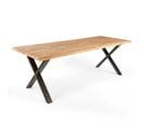 Table En Bois Avec Bords Irréguliers Et Piètement En X Noir - 200 x 95 cm