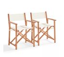 Lot De 2 Chaises Pliantes En Bois D'eucalyptus Et Textilène Blanc