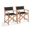 Lot De 2 Chaises Pliantes En Bois D'eucalyptus Et Textilène Noir