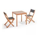 Ensemble Table Et 2 Chaises Pliantes En Textilène Et Eucalyptus Noir