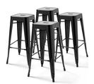 Lot De 4 Tabourets De Bar Acier Noir Brillant