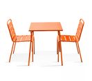 Palavas - Ensemble Table De Jardin Carrée Et 2 Chaises Acier Orange