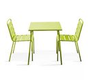 Palavas - Ensemble Table De Jardin Carrée Et 2 Chaises Acier Vert