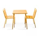 Palavas - Ensemble Table De Jardin Carrée Et 2 Chaises Acier Jaune