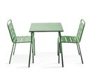 Palavas - Ensemble Table De Jardin Carrée Et 2 Chaises Acier Vert Cactus