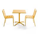 Palavas - Ensemble Table De Jardin Carrée Et 2 Chaises Métal Jaune