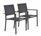 Lot De 2 Fauteuils De Jardin Aluminium Et Textilène Gris