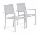 Lot De 2 Fauteuils De Jardin Aluminium Et Textilène Blanc