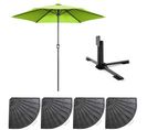 Parasol Droit Inclinable 3m Et 4 Dalles Lestées Aluminium Vert