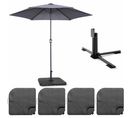 Parasol Droit Inclinable 3m Et 4 Dalles à Lester Remplissables Gris