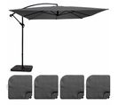 Parasol Déporté Inclinable  3x3m Et 4 Dalles à Remplir Aluminium Gris