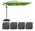 Parasol Déporté Inclinable 3x3m Et 4 Dalles à Remplir Aluminium Vert