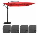 Parasol Déporté Inclinable 3x3m Et 4 Dalles à Remplir Aluminium Rouge