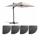 Parasol Déporté 2x3 M Et 4 Dalles Lestées Aluminium Blanc