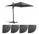 Parasol Déporté 2x3 M Et 4 Dalles Lestées Aluminium Gris Anthracite