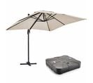 Parasol Déporté 2x3 M Et Dalle à Lester Sur Roues Aluminium Blanc