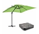 Parasol Déporté 2x3 M Et Dalle à Lester Sur Roues Aluminium Vert