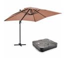 Parasol Déporté 2x3 M Et Dalle à Lester Sur Roues Aluminium Taupe