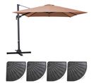 Parasol Déporté Rotatif 3x3m Et 4 Dalles Lestées Aluminium Taupe