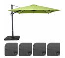 Parasol Déporté Rotatif 3x3m Et 4 Dalles à Remplir Aluminium Vert